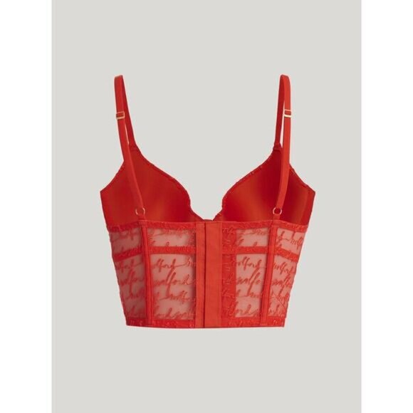 NWT WOLFORD Logo Obsessed Bustier Sz 34B Red Glow - Picture 3 of 11